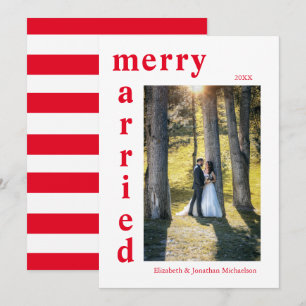 Merry and Married Newlywed Photo Christmas Holiday Card