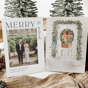 Merry and Married Newlyweds Mr & Mrs Holiday Card