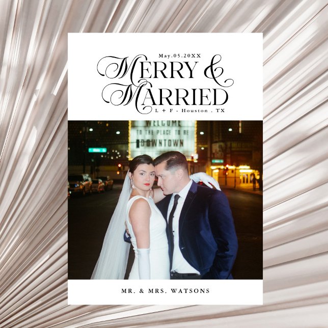 Merry and Married Newlyweds Photo First Christmas Holiday Card (Creator Uploaded)