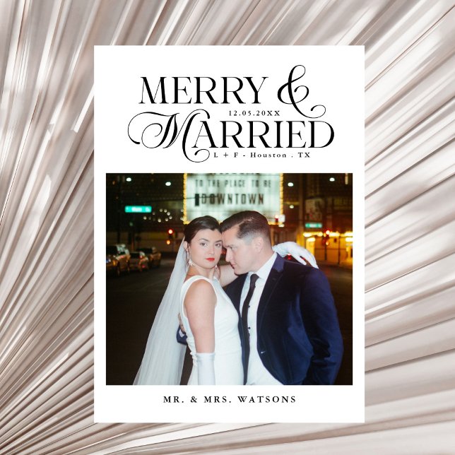 Merry and Married Newlyweds Photo First Christmas Holiday Card (Creator Uploaded)