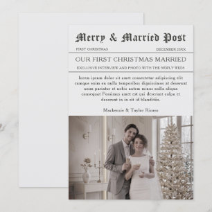 Merry and Married News Paper Personalised Photo Holiday Card