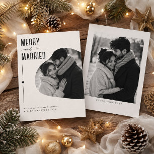 Merry and Married Organic Photo Newlywed Christmas Holiday Card