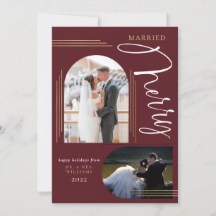 Merry and Married Photo Arch Frame  Holiday Card