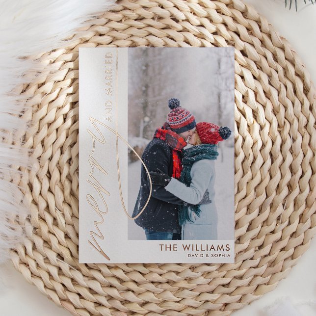 Merry and Married Photo Christmas Rose Gold (Creator Uploaded)