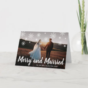 Merry and Married Photo Newylwed Christmas Holiday Card