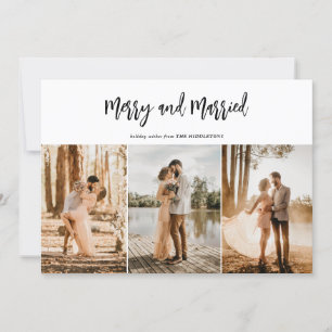 Merry and Married Script Christmas Couple Photo Holiday Card