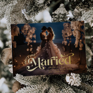 Merry and Married Swirl Holiday Wedding Photo