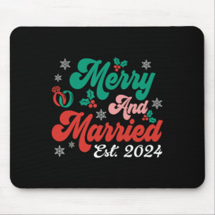 Merry And Married Xmas Christmas Retro Couple Matc Mouse Pad