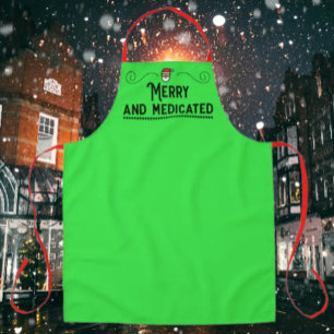 Merry and Medicated Holiday Chef Apron