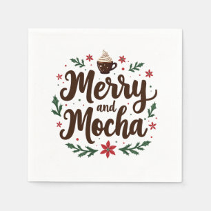 Merry and Mocha Drink Christmas Coffee Xmas Napkin