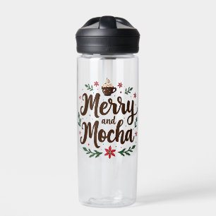 Merry and Mocha Drink Christmas Coffee Xmas Water Bottle