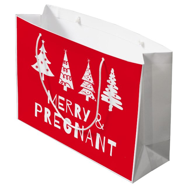 Merry and pregnant at Christmas Large Gift Bag (Back Angled)
