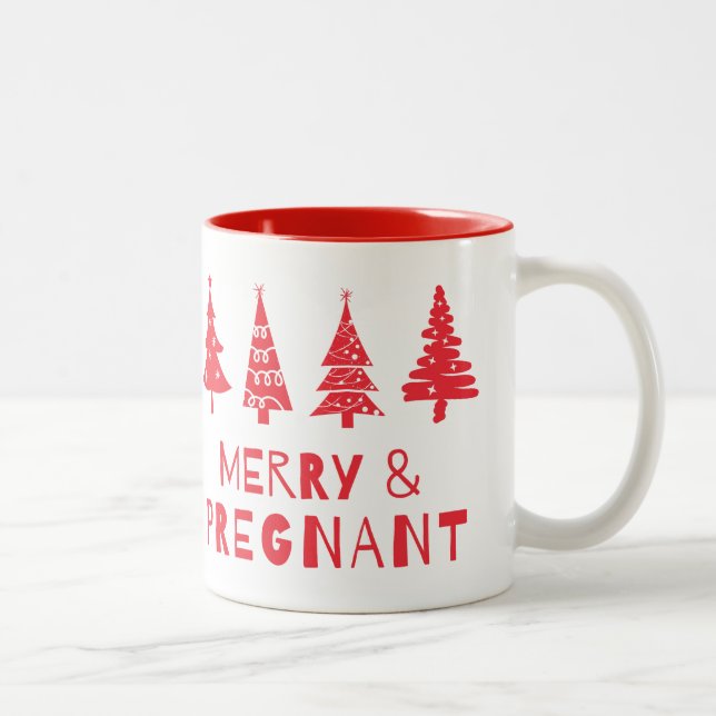  Merry and pregnant at Christmas Two-Tone Coffee Mug (Right)