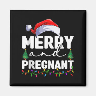 Merry And Pregnant Christmas Pregnancy Announcemen Magnet