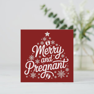 Merry And Pregnant Maternity Footprints Pregnancy Holiday Card