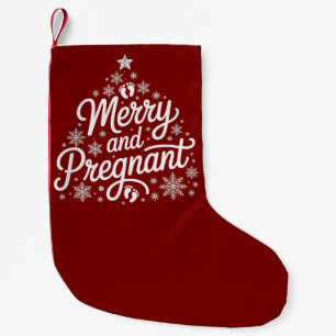 Merry And Pregnant Maternity Footprints Pregnancy Small Christmas Stocking