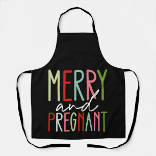 Merry and Pregnant Pregnancy Christmas Mum Apron