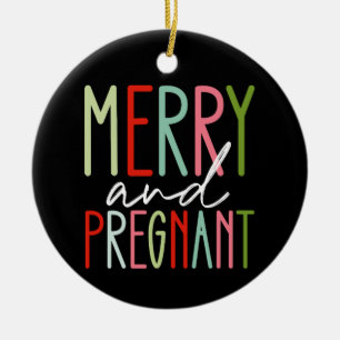Merry and Pregnant Pregnancy Christmas Mum Ceramic Tree Decoration