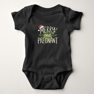 Merry and Pregnant Xmas Pregnancy Announcement Baby Bodysuit