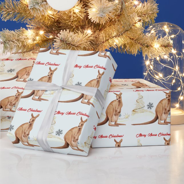 Merry Aussie Christmas Kangaroo Wrapping Paper (Holidays)