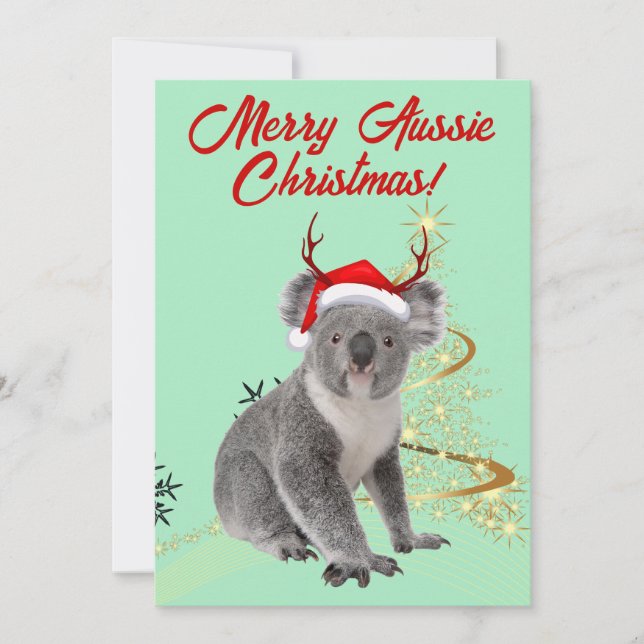 Merry Aussie Christmas Koala bear  Holiday Card (Front)
