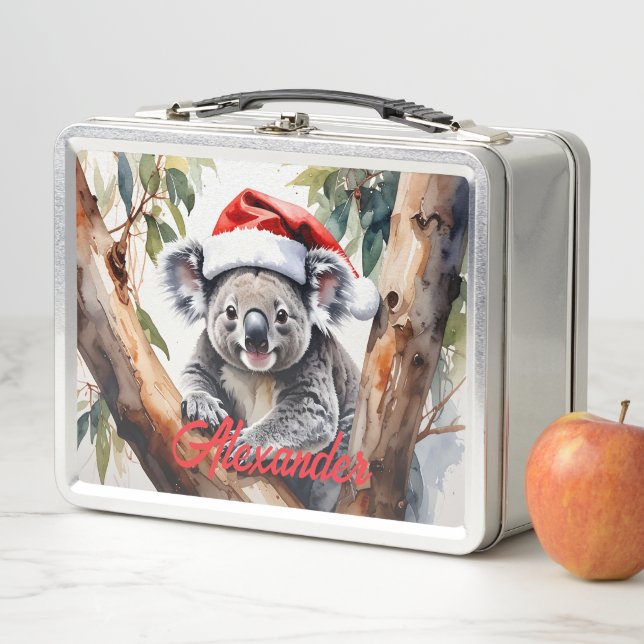 Merry Aussie Christmas Koala bear  Metal Lunch Box (In Situ)