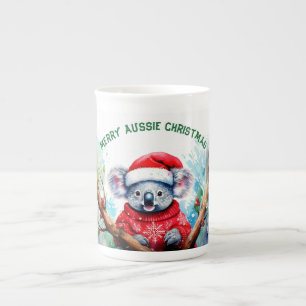Merry Aussie Christmas Koala Bone China Mug