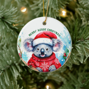 Merry Aussie Christmas Koala Ceramic Tree Decoration