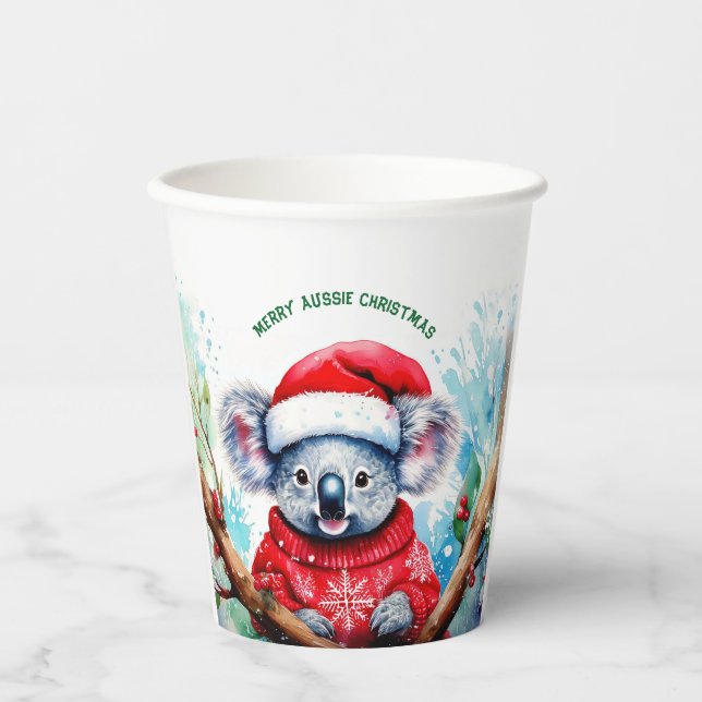 Merry Aussie Christmas Koala  Paper Cups (Front)