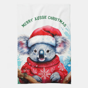 Merry Aussie Christmas Koala  Tea Towel