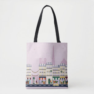 Merry Avenue Paris Holiday Tote Bag