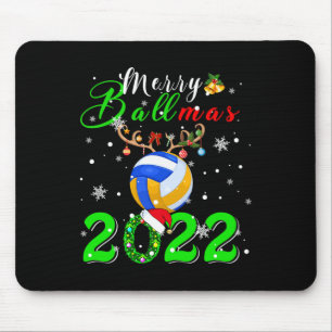 Merry Ballmas 2022 Xmas Santa Reindeer Volleyball Mouse Pad