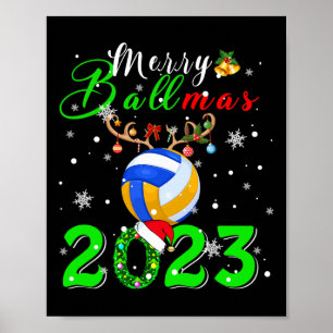 Merry Ballmas 2023 Xmas Santa Reindeer Volleyball Poster