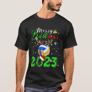 Merry Ballmas 2023 Xmas Santa Reindeer Volleyball T-Shirt