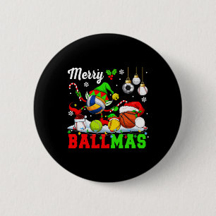 Merry Ballmas Xmas Santa Elf Volleyball Basketball 6 Cm Round Badge