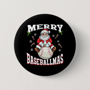 Merry Baseballmas Funny Christmas Baseball Santa 6 Cm Round Badge
