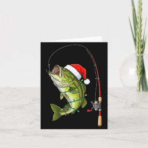 Merry bass christmas fishing lure santa hat bass card