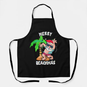 Merry Beach Christmas In July Funny Santa Xmas Poo Apron