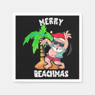 Merry Beach Christmas In July Funny Santa Xmas Poo Napkin