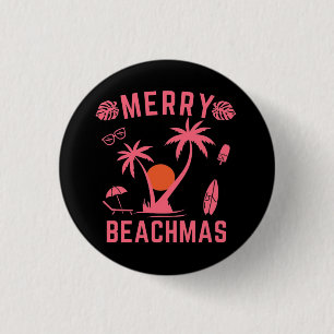 Merry Beachmas Christmas In July 3 Cm Round Badge