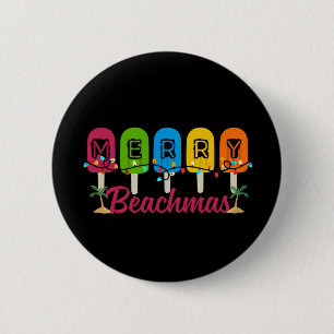 Merry Beachmas Christmas In July 6 Cm Round Badge