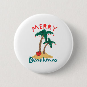 Merry Beachmas Christmas In July 6 Cm Round Badge