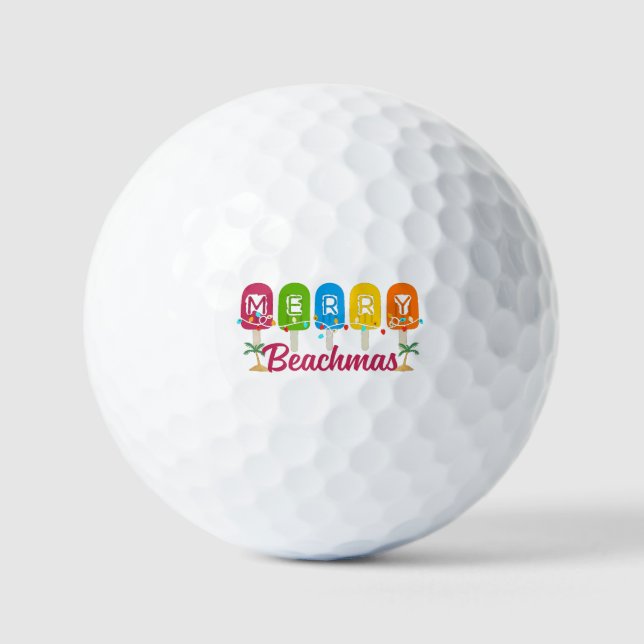 Merry Beachmas Christmas In July  Golf Balls (Front)
