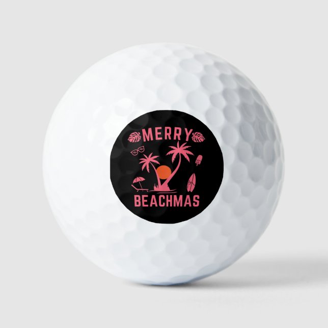 Merry Beachmas Christmas In July Golf Balls (Front)