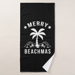 Merry Beachmas Palm Tree Beach Christmas Bath Towel