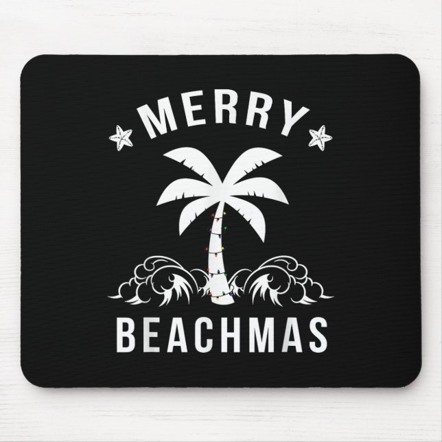 Merry Beachmas Palm Tree Beach Christmas  Mouse Pad (Front)