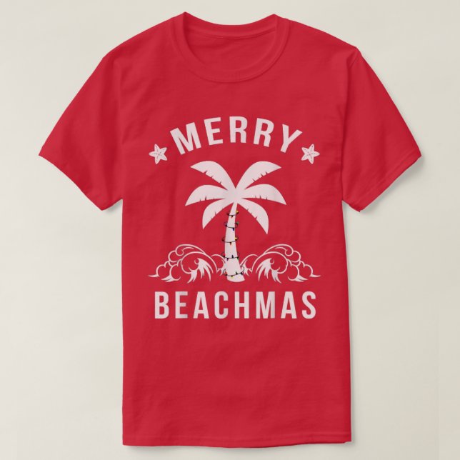 Merry Beachmas Palm Tree Beach Christmas  T-Shirt (Design Front)