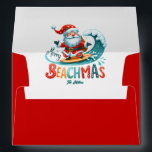 Merry Beachmas Santa Surfing Retro Design Envelope<br><div class="desc">Merry Beachmas,  Santa surfin',  colourful retro typography,  Christmas in July design.</div>