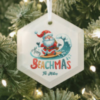 Merry Beachmas Santa Surfing Retro Design