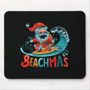 Merry Beachmas Santa Surfing Retro Design Mouse Pad